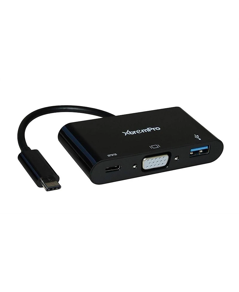 Xtrempro 41135 3-in-1 Usb Type-c to Vga Usb 3.0 Adapter for MacBook Laptop Notebooks - Black