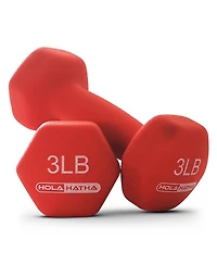 HolaHatha 3, 5, and 8 Pound Dumbbell Hand Weight Set with Storage Rack, Multi