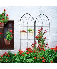 Slickblue 2-Pack Metal Garden Trellis – 78.7'' x 19.7'', Rustproof Black Trellis for Climbing Plants and Outdoor Flower Support