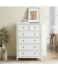 Modern 6-Drawer Dresser With Storage Cabinet for Living Room & Closet