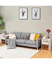 Gymax Set of 2 Nightstands Side End Table Storage Cabinet Shelf Living Room White