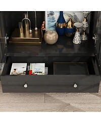 Brown Wooden Standard Bookcase with 3-Tier Shelves and Drawer