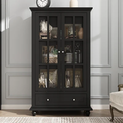 Brown Wooden Standard Bookcase with 3-Tier Shelves and Drawer
