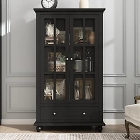 Brown Wooden Standard Bookcase with 3-Tier Shelves and Drawer