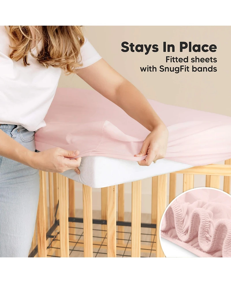KeaBabies 2pk Soothe Waterproof Fitted Crib Sheets for Girl, Boy, 100% Soft Cotton Mattress Protector Sheet