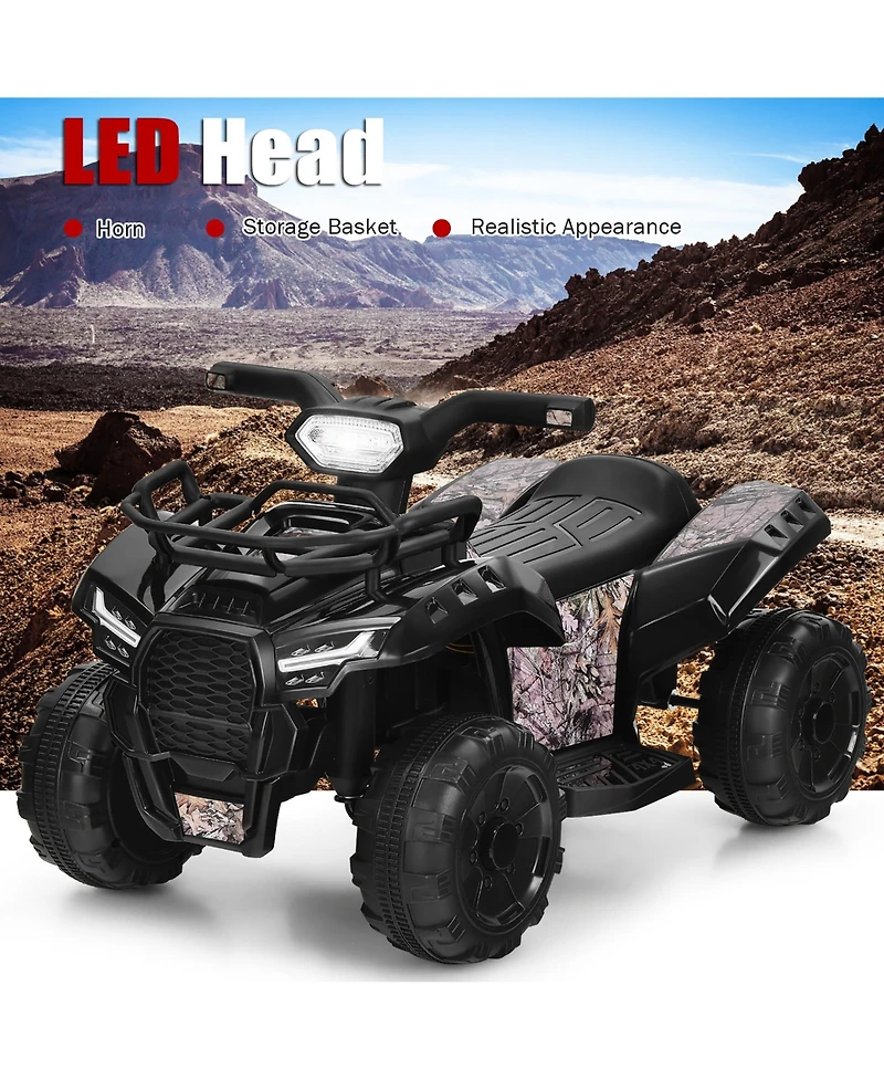 6V Kids Atv Quad Electric Ride On Car Toy Toddler with Led Light MP3