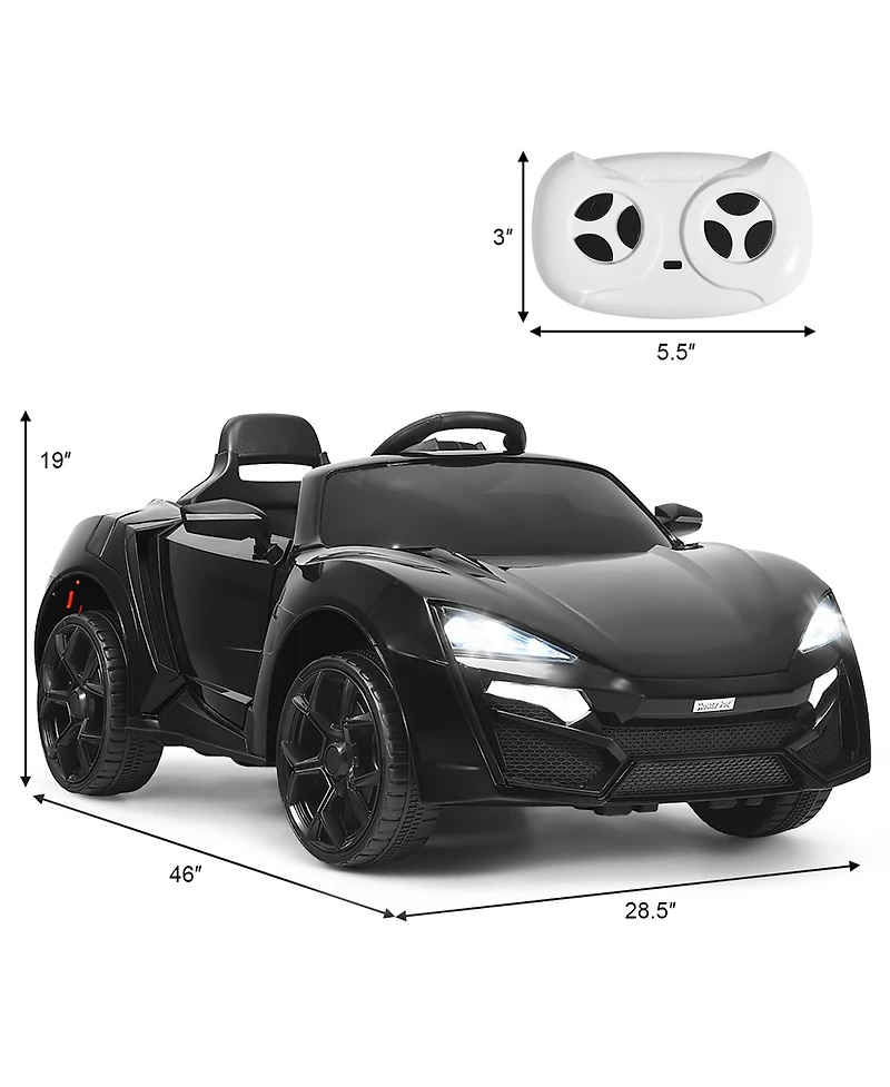 12V Kids Ride On Car 2.4G Rc Electric Vehicle w/ Lights MP3 Openable Doors