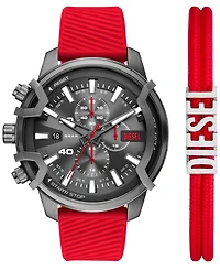 Diesel Men's Griffed Quartz Chronograph Red Silicone 48mm