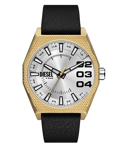 Diesel Men's Scraper Quartz Three-Hand Black Leather 42mm