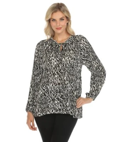 White Mark Womens Printed Peasant Blouse