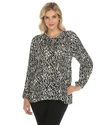 White Mark Womens Printed Peasant Blouse