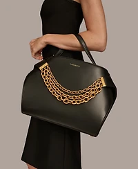 Donna Karan New York Plandome Chain Top Handle Leather Satchel