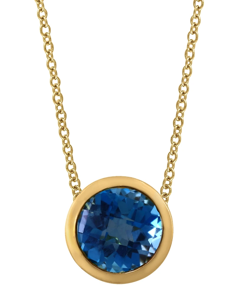 Effy Round Gemstone 18" Pendant Necklace in 14K Gold Plated Silver