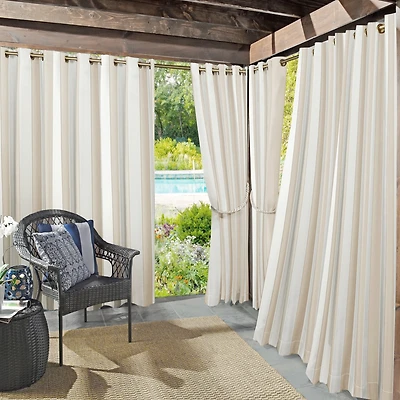 Valencia Cabana Stripe Indoor/Outdoor Uv Protectant Room Darkening Grommet Curtain Panel