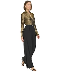 Tommy Hilfiger Women's Shimmer Belted Wide-Leg Jumpsuit