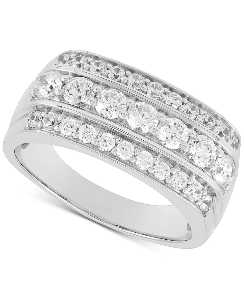 Grown With Love Men's Lab Diamond Triple Row Ring (1-1/2 ct. t.w.) 10k Gold