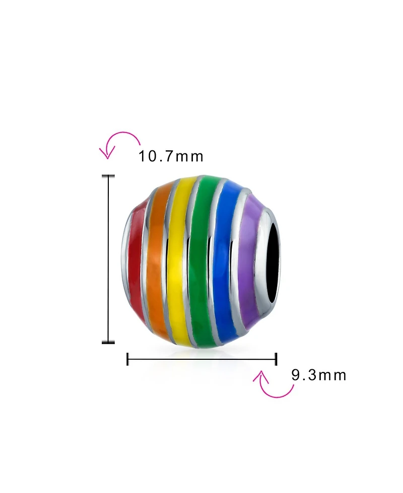 Bling Jewelry Inspirational Rainbow Symbol Spacer Charm Bead For Women Sterling Silver Fits European Bracelet