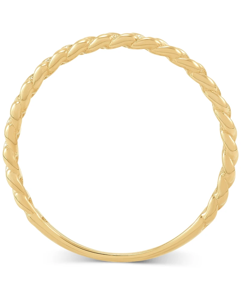 Polished Ribbed Texture Open Curb Link Design Stack Band in 14k Gold