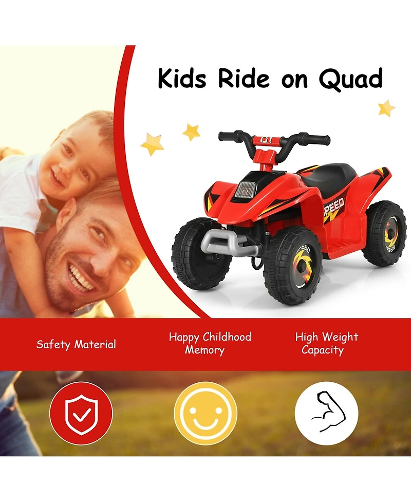 Gymax 6V Kids Electric Quad Atv 4 Wheels Ride On Toy Toddlers Forward & Reverse Red