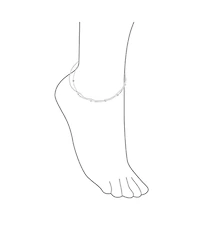 Bling Jewelry Simple 2 In 1 Set Tiny 3MM Station Shaped Beads Double Chain Anklet Strand Ankle Bracelet .925 Sterling Silver 9-10 Inch Adjustable