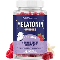 Mav Nutrition Melatonin Gummies for Kids, Premium Melatonin Gummies for Improve Sleep Quality with Chamomile & Lemon Balm, Raspberry Flavor, Mav Nutri