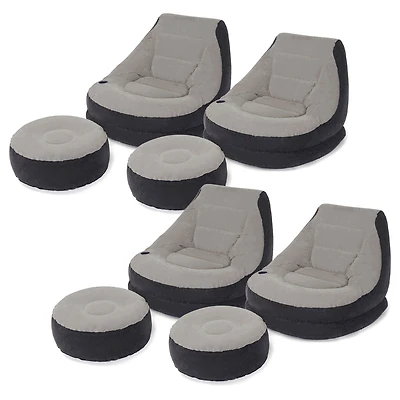 Intex Inflatable Ultra Lounge Chair With Cup Holder And Ottoman Set ( Pack
