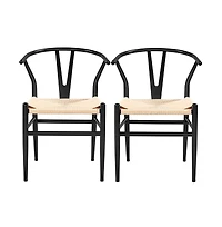 Yaheetech Set of 2 Weave Arm Chair Mid-Century Metal Dining Chair
