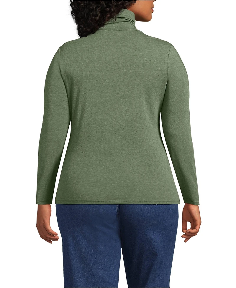 Lands' End Plus Lightweight Jersey Long Sleeve Turtleneck