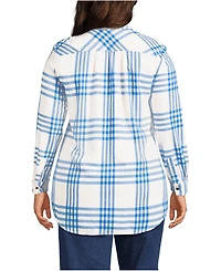 Lands' End Women's Plus Flannel Boyfriend Fit Long Sleeve Shirt
