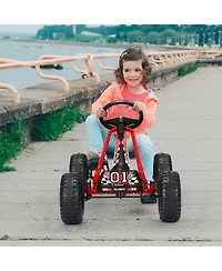 Gymax Kids Pedal Go Kart 4 Wheel Ride On Toys w/ Adjustable Seat & Handbrake Red