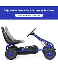 Gymax Kids Pedal Go Kart 4 Wheel Ride On Toys w/ Adjustable Seat & Handbrake Red