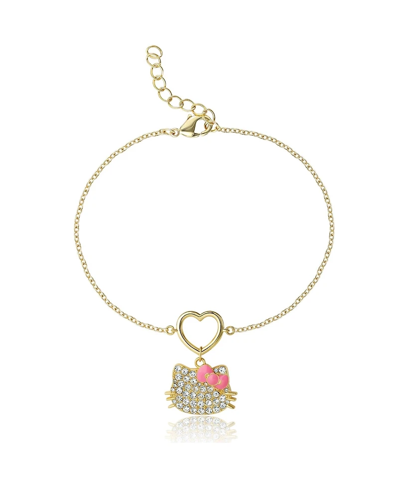 Hello Kitty Sanrio Pave Heart Charm Bracelet – Sparkling Cute Accessory