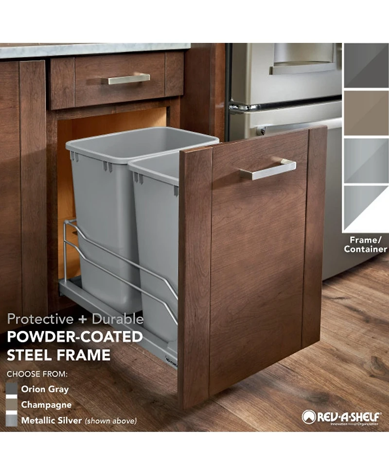 Rev-a-Shelf Double Pullout Trash Can 27 qt. with Soft-close, 53WC-1527SCDM-213