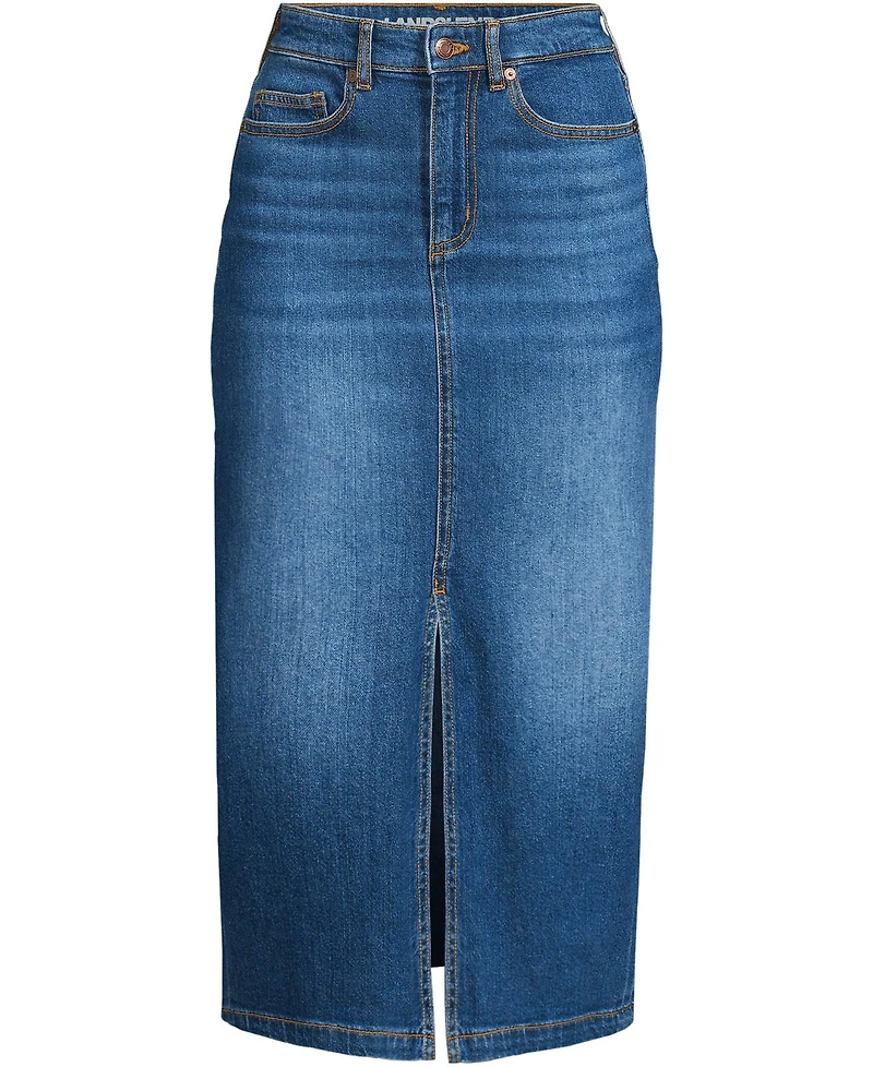 Lands' End Women's Soft Denim Midi Column Skirt