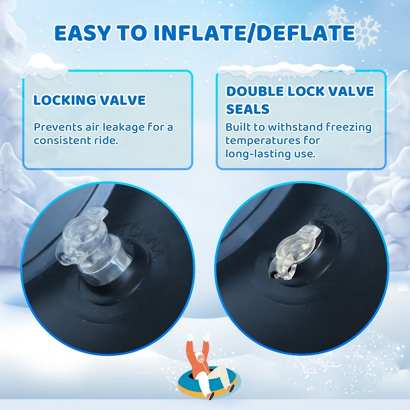 Winter Single Rider Snow Tube, 44" Inflatable Animal Sled, Outdoor Toys with Two Handle