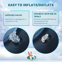 Winter Single Rider Snow Tube, 44" Inflatable Animal Sled, Outdoor Toys with Two Handle