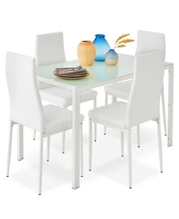 Best Choice Products 5-Piece Kitchen Dining Table Set w/ Glass Tabletop, 4 Faux Leather Chairs