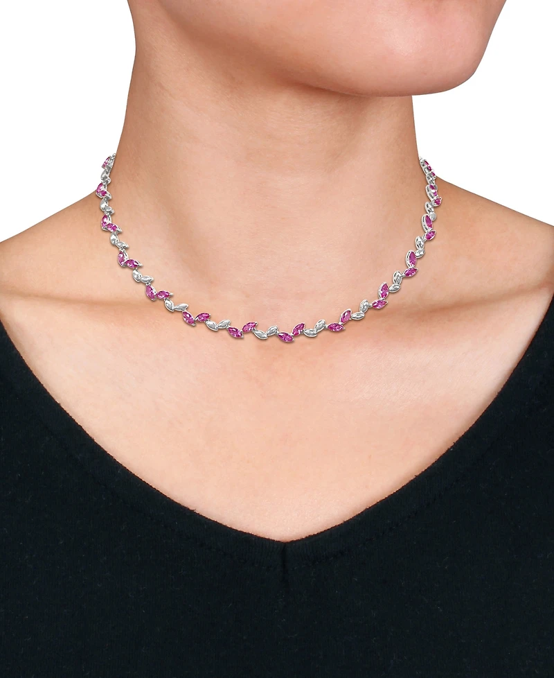 Lab-Created Pink Sapphire & Polished Marquise 17" Collar Necklace (20 ct. t.w.)