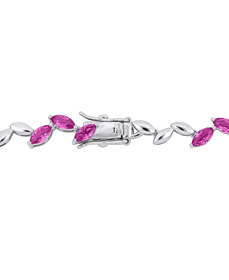Lab-Created Pink Sapphire & Polished Marquise Link Bracelet (9-1/2 ct. t.w.)
