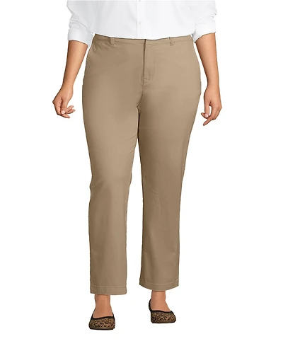 Lands' End Women's Mid Rise Classic Straight Leg Chino Ankle Pants