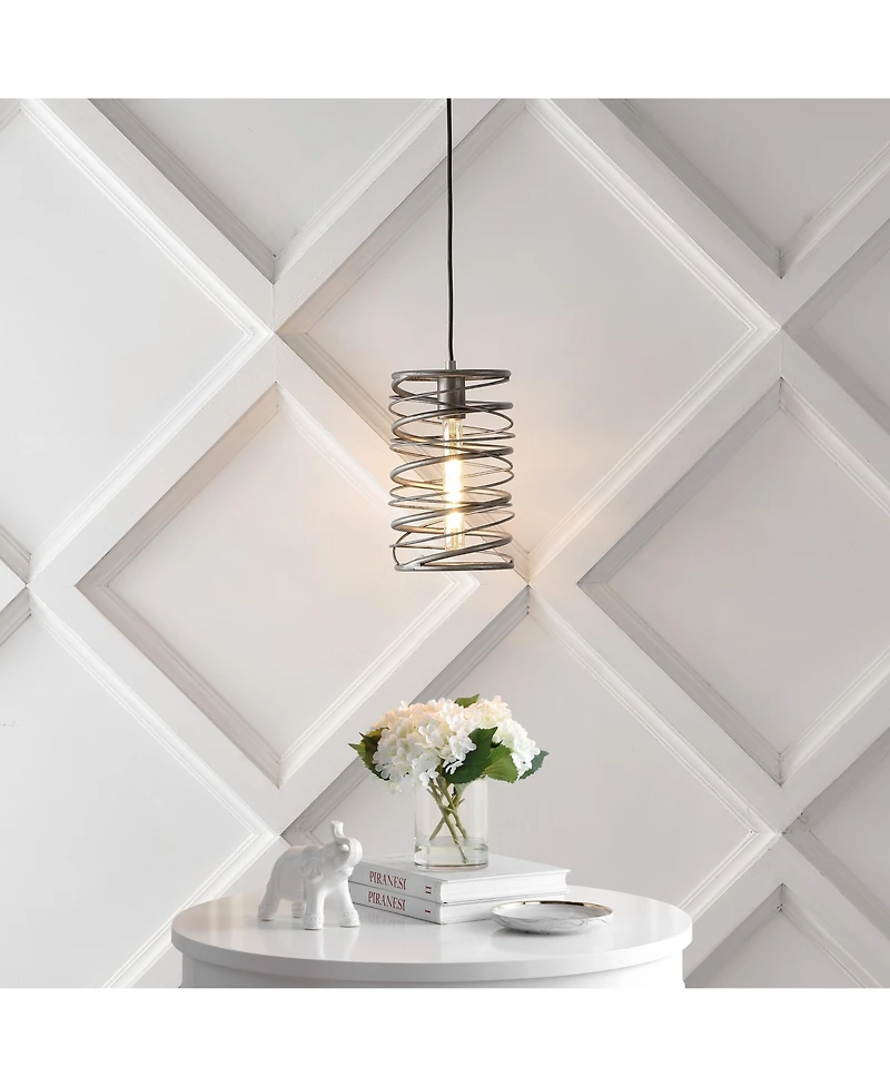 Jonathan Y Helisa 7.25" 1-Light Modern Contemporary Iron Spiral Led Pendant