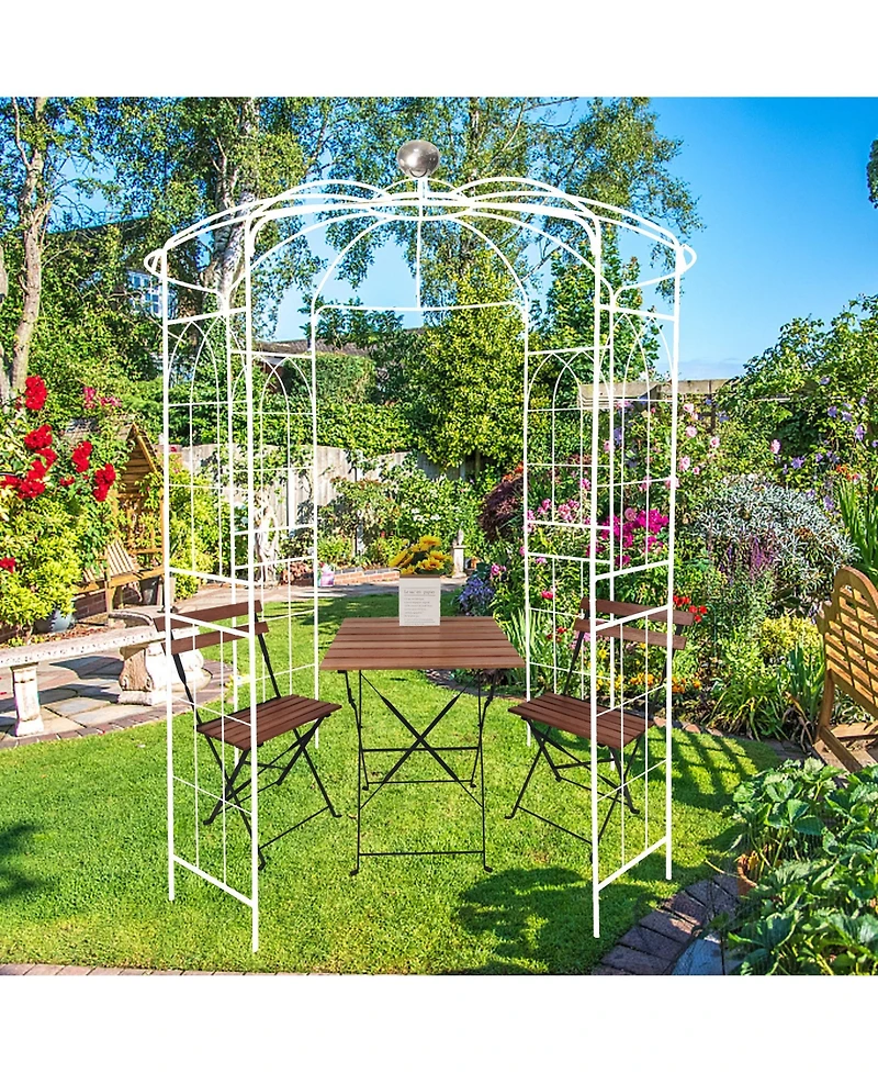Slickblue Metal Garden Arch – Cream White Iron Arbor Gazebo, 81.3'' Dia x 114.2'' High, Birdcage Shape Pergola Pavilion for Wedding Ceremony