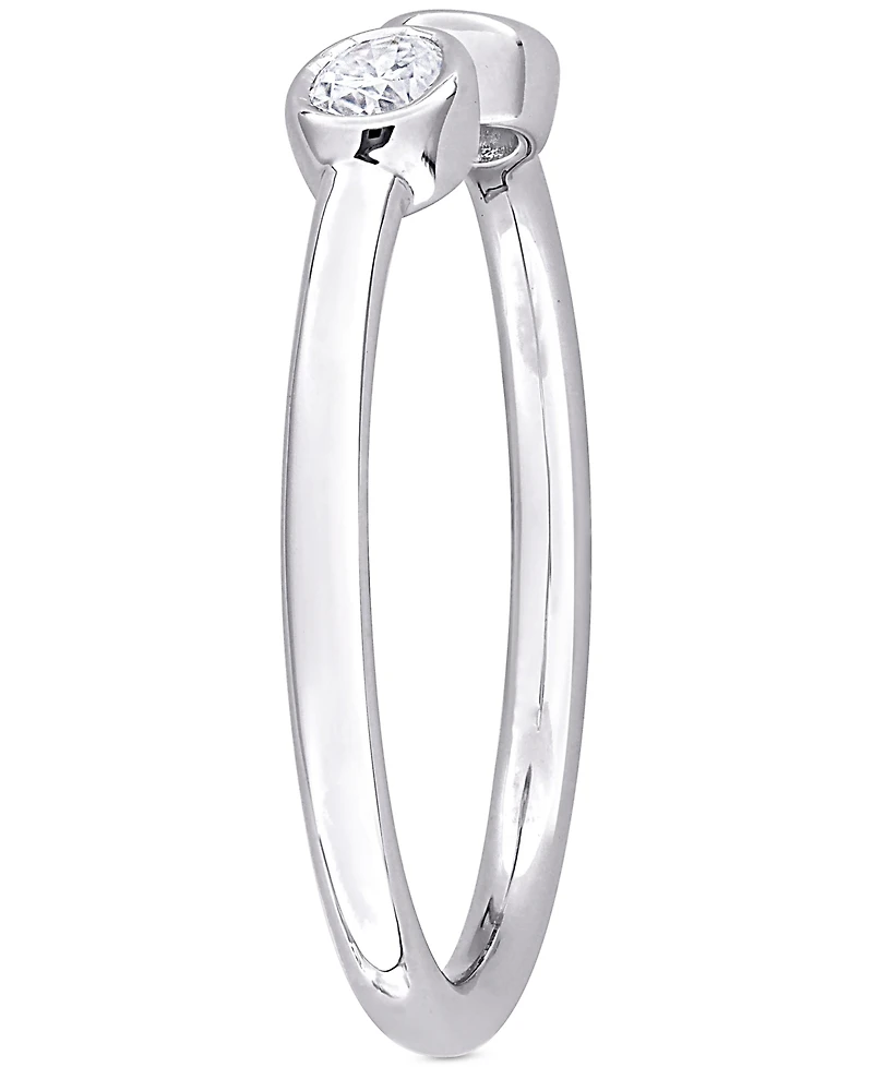 Moissanite Bezel Polished Cuff Ring (3/8 ct. t.w.) Sterling Silver