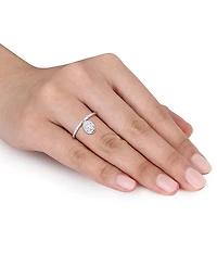 Moissanite Bezel Oval Dangle Ring (1 ct. t.w.) Sterling Silver