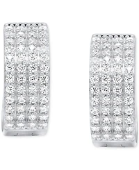 Diamond Four Row Huggie Hoop Earrings (1/2 ct. t.w.) in Sterling Silver
