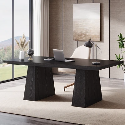 Tribesigns 63-Inch Executive Desk, Large Office Computer Desk with Double Pedestal, Modern Simple Workstations Writing Table Conference Table