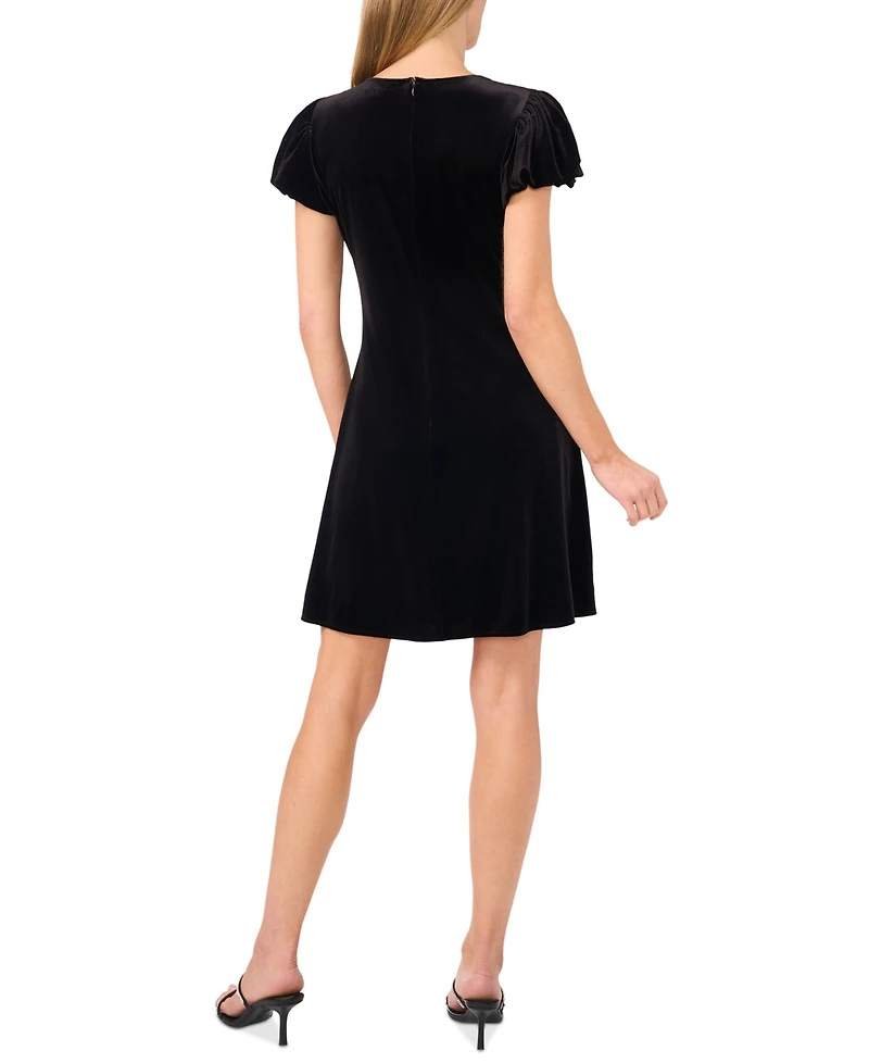 CeCe Women's Velvet Bubble-Sleeve Mini Dress