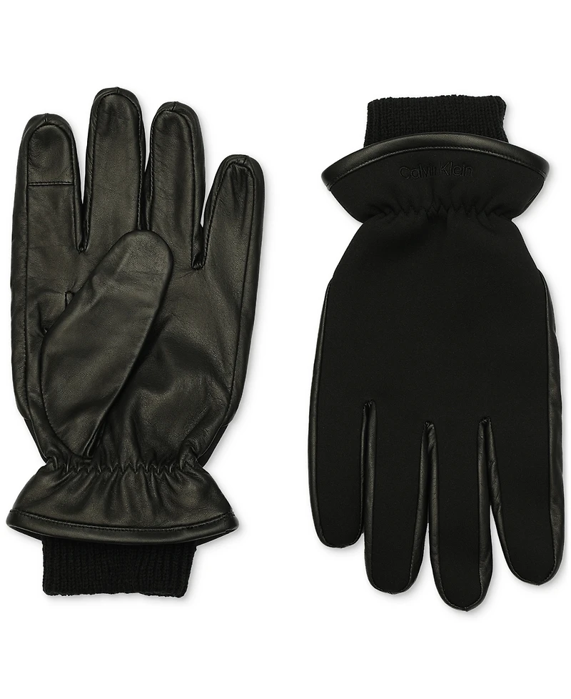 Calvin Klein Men's Puffer Leather Gloves