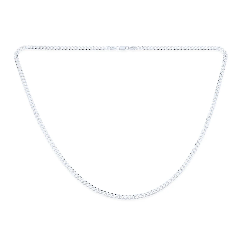 Bling Jewelry Solid 4MM Sterling Silver Miami Cuban Curb Chain Necklace