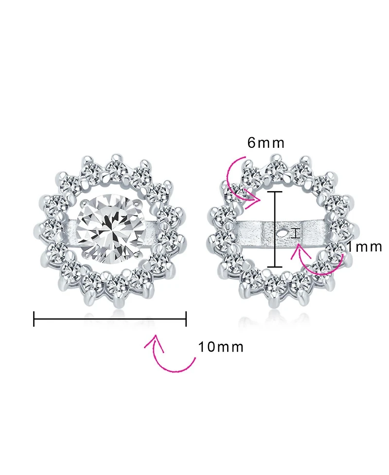 Bling Jewelry Removable Cz Halo Earring Jackets for Studs Gold Plated Sterling Silver